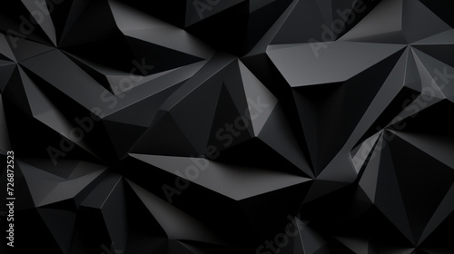 Black abstract polygonal background wall. Modern black metal low poly backdrop
