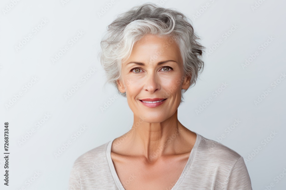 gorgeous 50s mid aged mature woman looking at camera 
