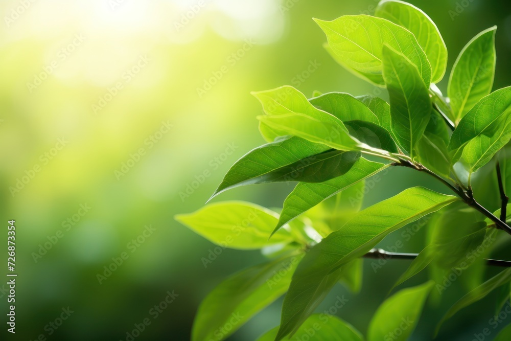Beautiful green leaves on blurred background, space for text. Beautiful green leaves on blurred background, space for text.