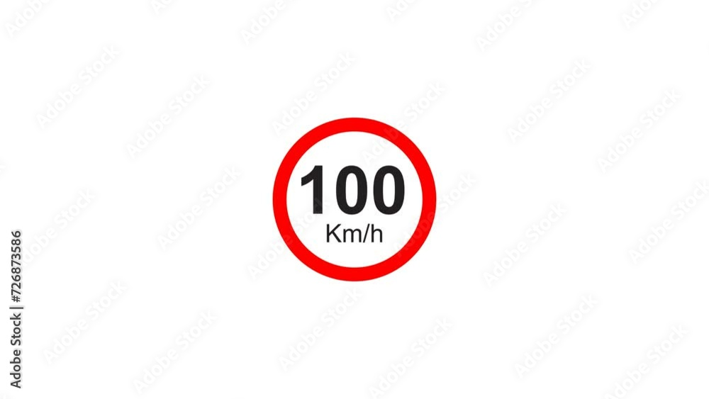 Vidéo Stock 100 kmh Speed Limit Sign Icon Animation. Transparent ...