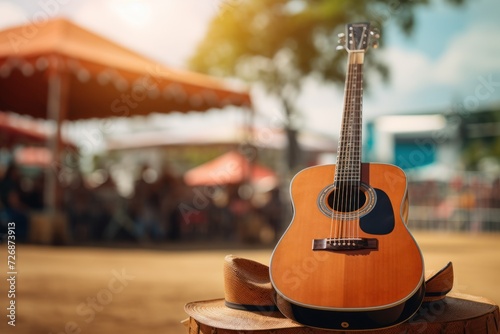 Country music festival live concert with acoustic guitar, 