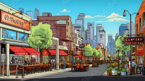 Illustration of a street in the old town of Toronto, Canada