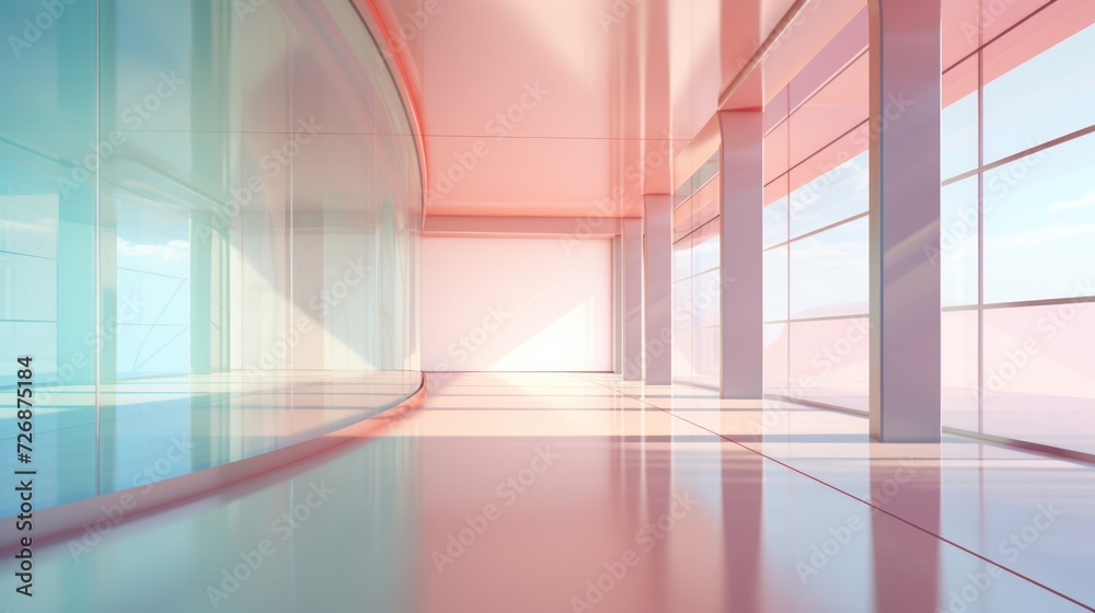 Futuristic modern empty room with pastel color Futuristic modern empty room with pastel color