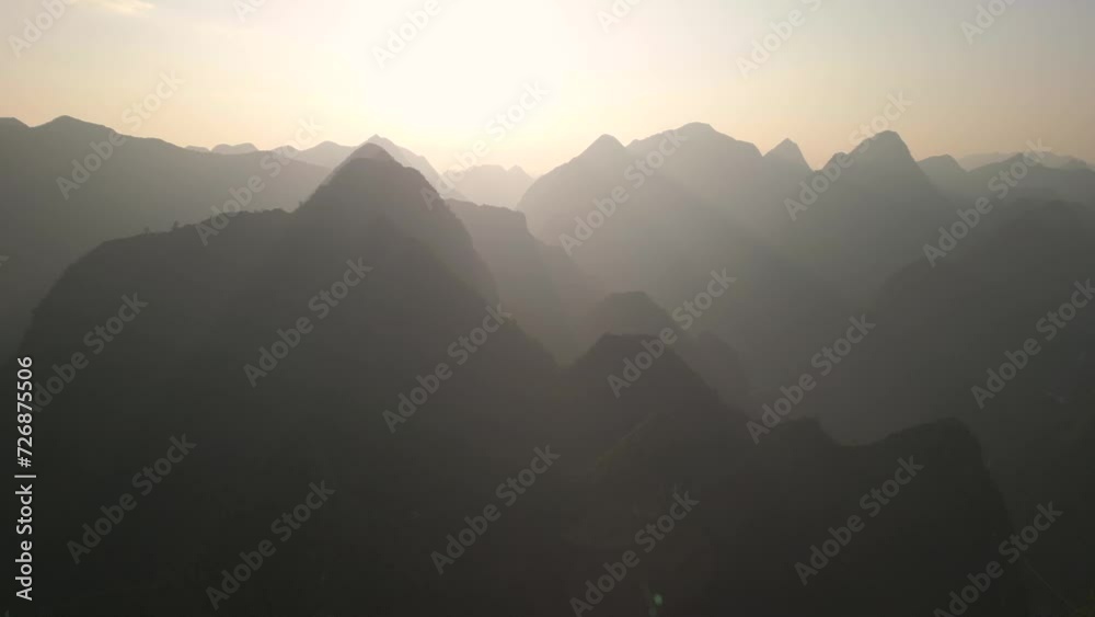 Scenic sunset in the mountains, Vietnam. Scenic sunset in the mountains, Vietnam.