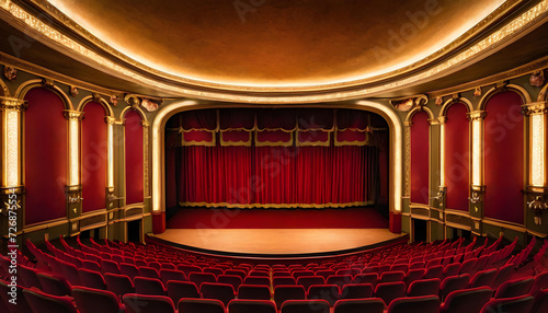 Theater. Performing Arts. Stage. Drama. Entertainment. Play. Acting. Performance. Spotlight. Theatre Interior. Show. Audience. Dramatic. Theatrical. Production. Cultural. AI Generated.