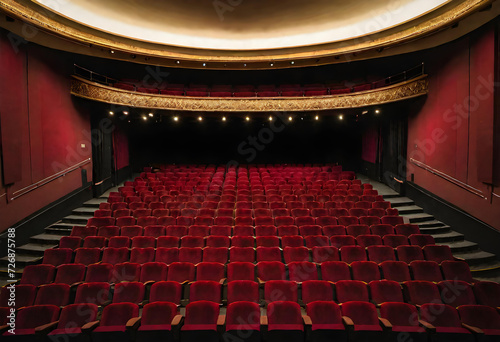 Theater. Performing Arts. Stage. Drama. Entertainment. Play. Acting. Performance. Spotlight. Theatre Interior. Show. Audience. Dramatic. Theatrical. Production. Cultural. AI Generated.