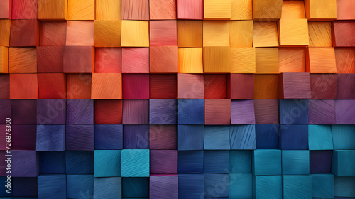 A Stacked Spectrum MultiColored Wooden Blocks,, Stacked Spectrum Wooden Blocks