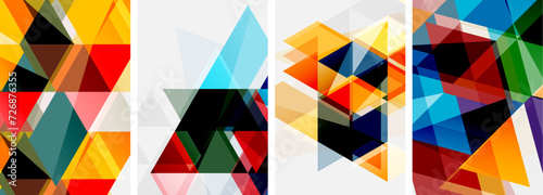 Colorful bright triangles with various colors and transparencies. Vector illustration For Wallpaper, Banner, Background, Card, Book Illustration, landing page