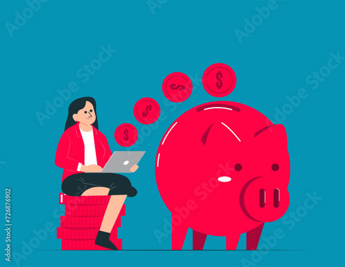 Earn money online. Money incom vector concept