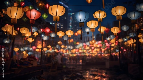 Colorful paper lanterns in Hoi An ancient town, Vietnam photo
