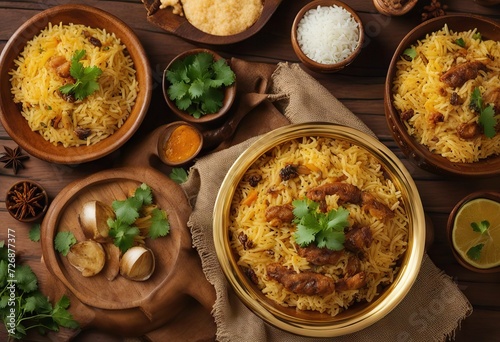 cooked Top cuisine view rice meat Mughlai dum biryani spices Indian