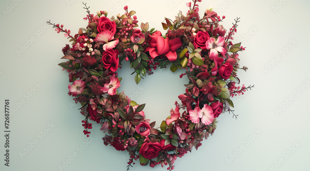 Romantic valentines day heart-shaped wreath for love and celebration Romantic valentines day heart-shaped wreath for love and celebration