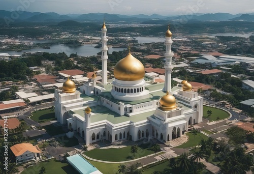 Hassanil view Asr Darussalam aerial mosque Jame' Brunei Bokliah