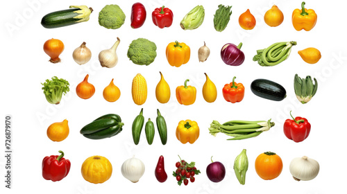 Large set of isolated vegetables isolated on transparent background,PNG image.
