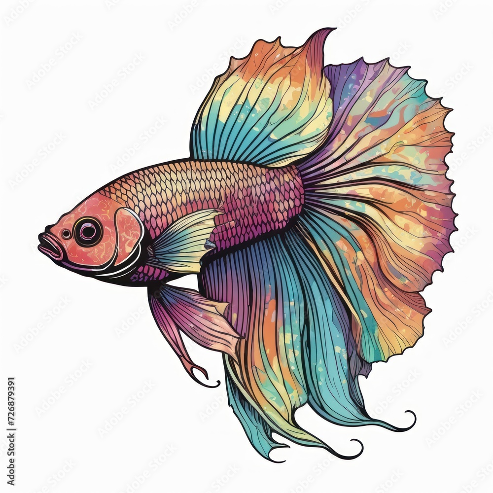 Fototapeta premium goldfish. colorful goldfish digital illustration