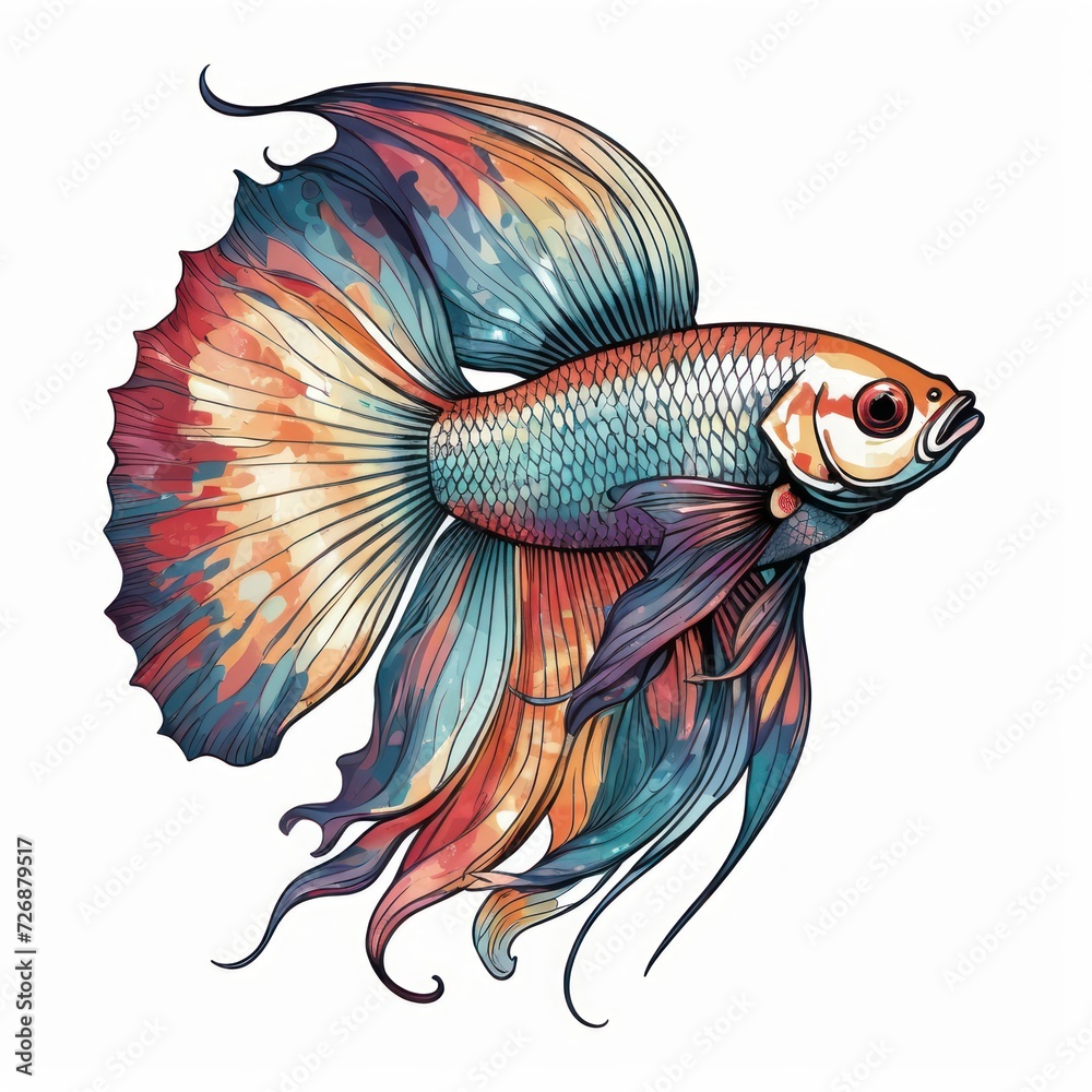 Fototapeta premium goldfish. colorful goldfish digital illustration