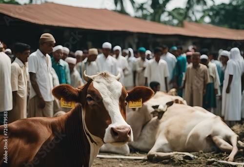 Indonesia waiting celebration Indonesia mosque Yogyakarta cow alAdha Yogyakarta June 292023waiting Eid slaughtered photo