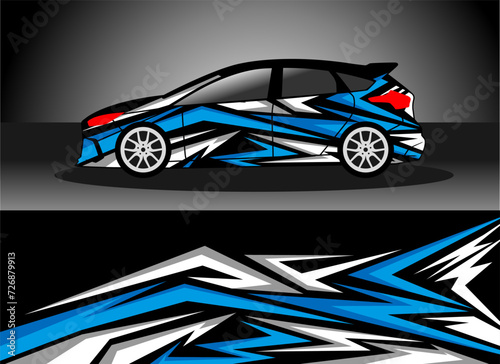 Car decal design vector. Graphic abstract stripe racing background kit designs for wrap vehicle, race car, rally, adventure and livery