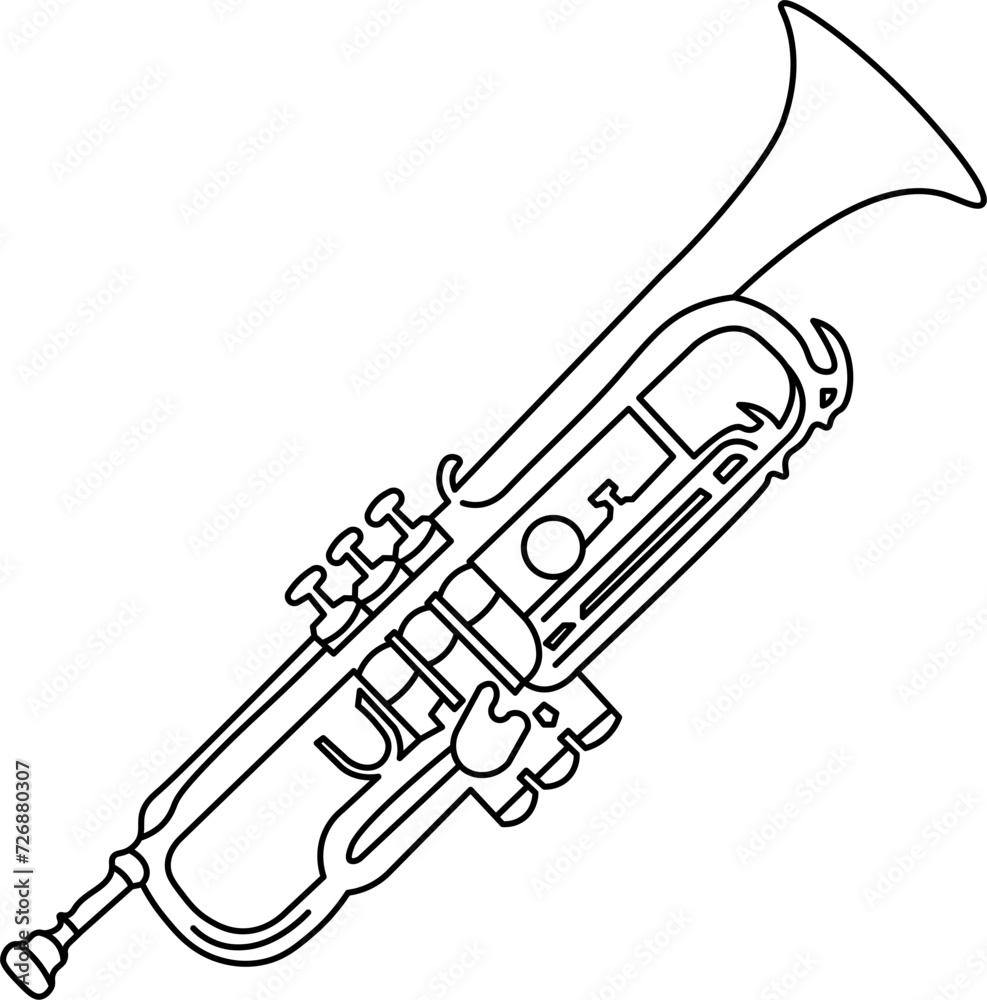Trumpet Outline Illustration Vector