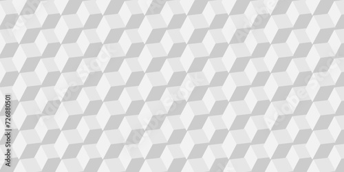 Abstract white and gray seamless pattern cubes geometric tile and mosaic wall or grid backdrop hexagon technology. white and gray geometric block cube structure backdrop grid triangle background.