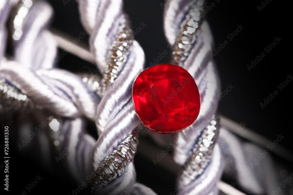 Close-up of a red and silver bracelet, featuring a detailed chain, a stunning jewelry piece with gold, pearls, and diamonds, a beautiful accessory perfect for Christmas, gifting, and luxury fashion Close-up of a red and silver bracelet, featuring a detailed chain, a stunning jewelry piece with gold, pearls, and diamonds, a beautiful accessory perfect for Christmas, gifting, and luxury fashion