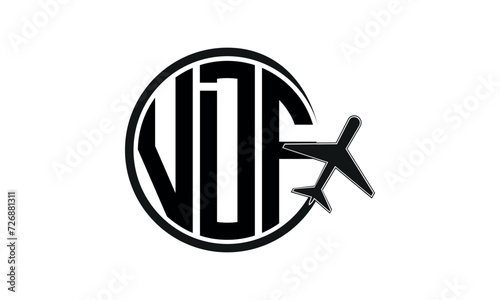 VDF three initial letter circle tour & travel agency logo design vector template. hajj Umrah agency, abstract, wordmark, business, monogram, minimalist, brand, company, flat, tourism agency, tourist