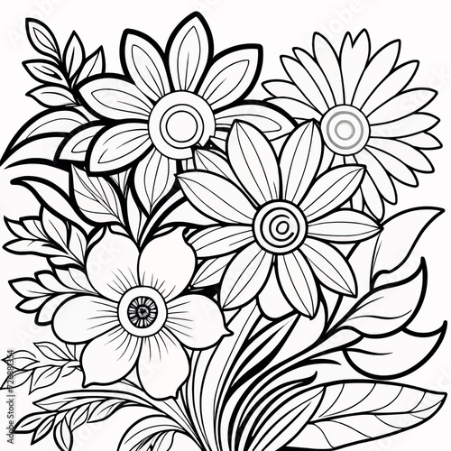 Floral coloring book pages for children and adults 