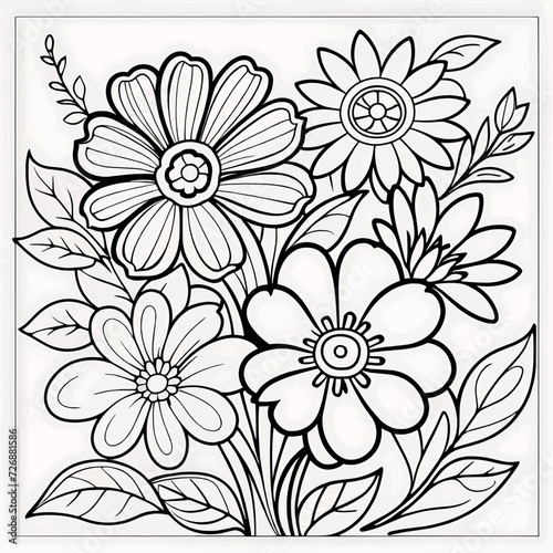 Floral coloring book pages for children and adults 