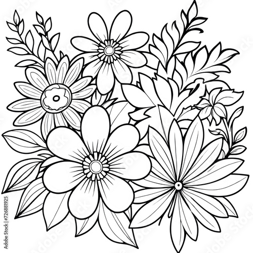 Floral coloring book pages for children and adults 