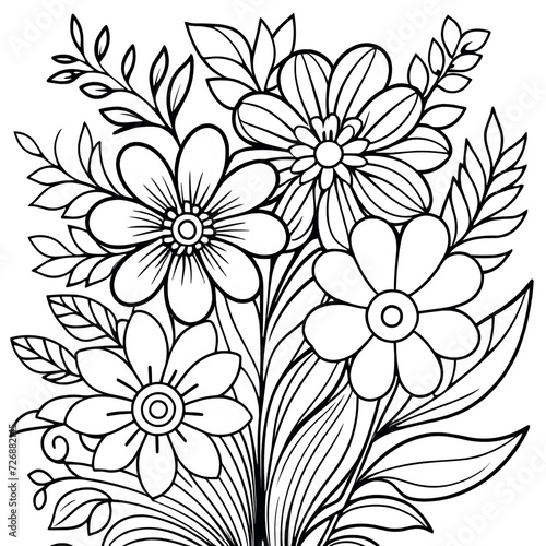 Floral coloring book pages for children and adults 