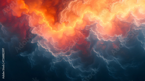 Abstract Painting of Red and Orange Clouds