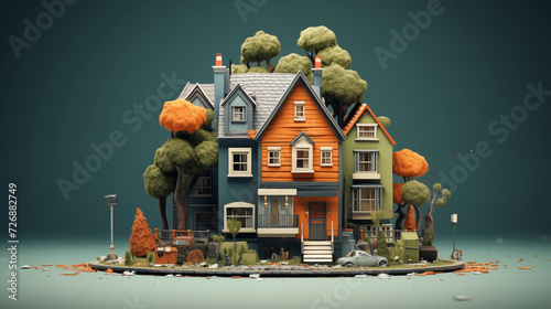 house 3d illustration. generative ai