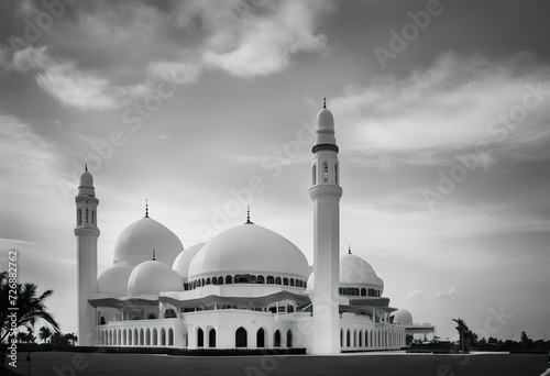 white Malaysia mosquemodern black Terengganu Muslim dome white located photography photo