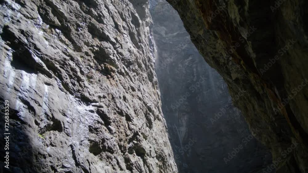 Looking Up Inside A Large Cave | Grindelwald Switzerland Cave in Glacier Canyon, Europe, 4k Looking Up Inside A Large Cave | Grindelwald Switzerland Cave in Glacier Canyon, Europe, 4k