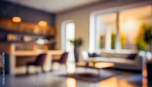 modern living room, blurred modern apartment interior background, blurred living room background, Ai Generate photo