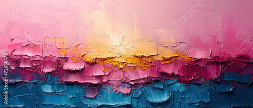 Abstract Painting of Pink, Blue, and Yellow