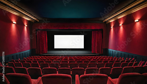 Movie Theater. Cinema. Film. Entertainment. Screening. Movie Night. Audience. Interior. Cinematic. Premiere. Big Screen. Popcorn. Seats. Enjoyment. Film Industry. Leisure. AI Generated.