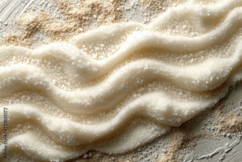 Abstract textured wavy cream colored background, the texture of the background in a luxurious style.