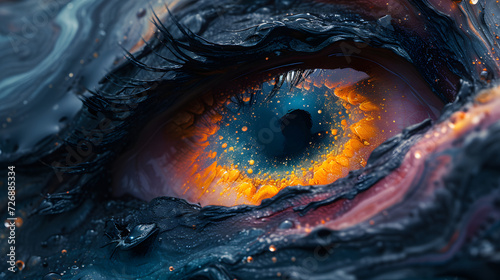 Close-Up of Orange and Blue Eye photo