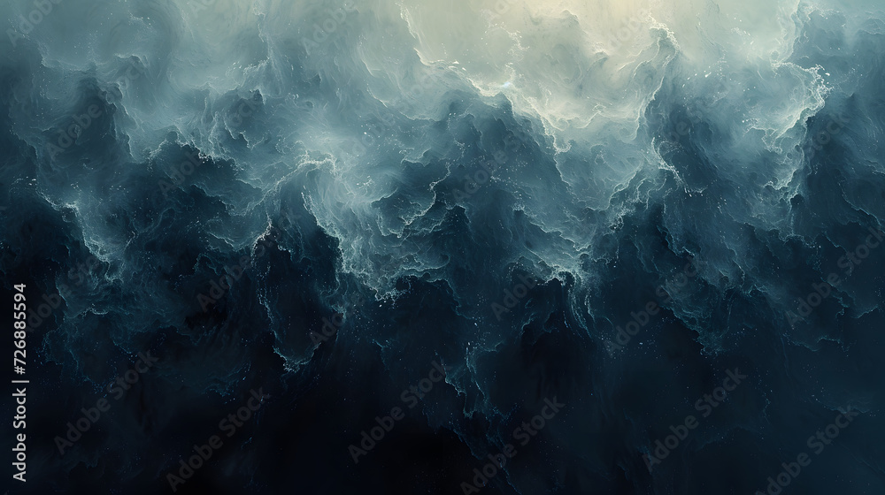 Painting of a Wave in the Ocean - obrazy, fototapety, plakaty 
