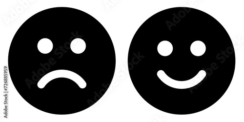 vector of likes and dislikes icons, happy and sad face icons photo