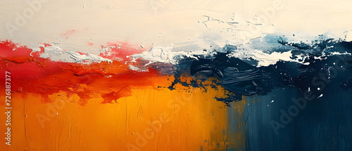 Abstract Painting of Orange, Blue, and White