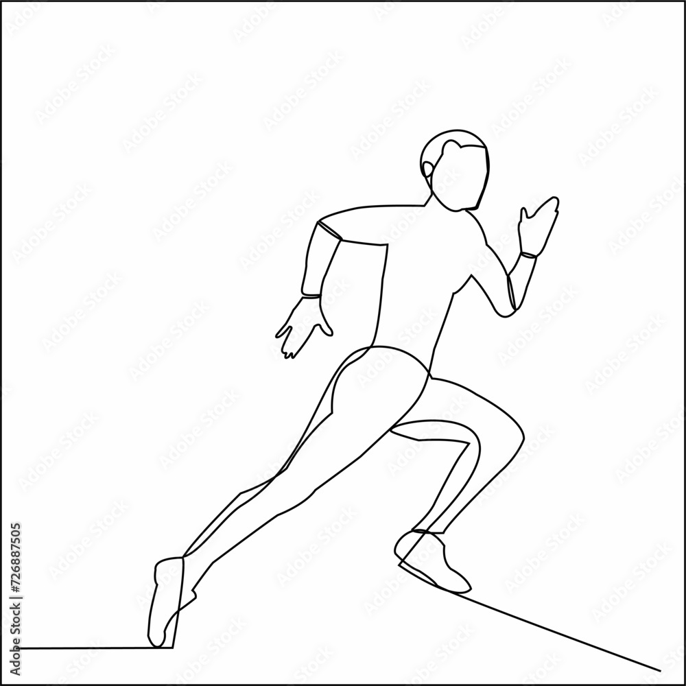 Continuous line drawing of Runner man. People run when doing action sport or jogging.