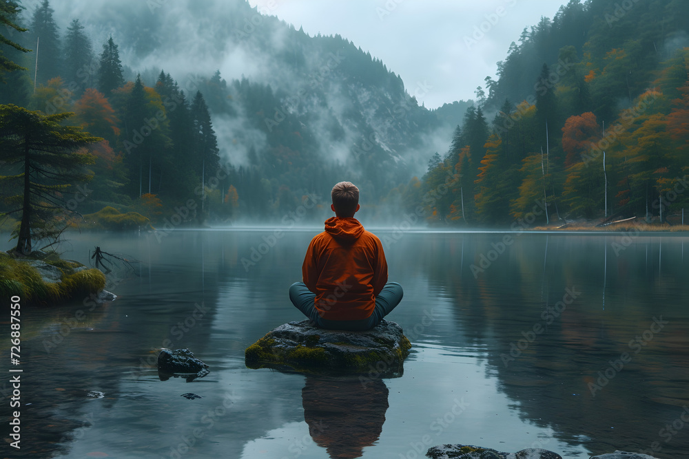 A_man_practicing_mindfulness_and_meditation_in_a_peaceful nature 3Generative AI