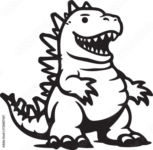 Friendly doodle Cartoon Godzilla Illustration