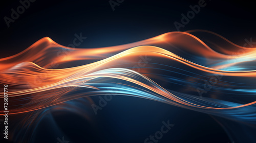 Abstract Wave Texture Design: A Soft Flowing Art Illustration in Blue, Orange, Red, and Yellow