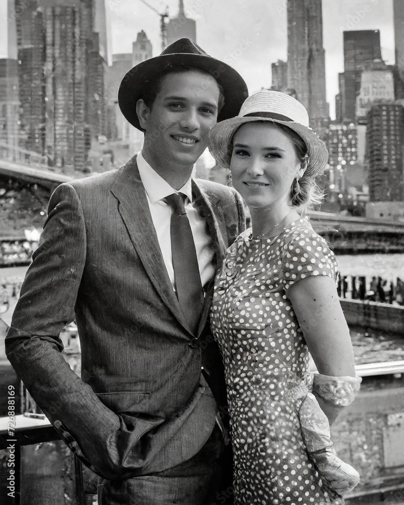 Fototapeta premium fotografia antigua de pareja en New York en 1920