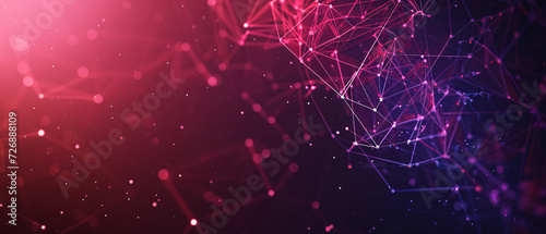 the Brain and Technology in an Abstract Purple and Red Background.