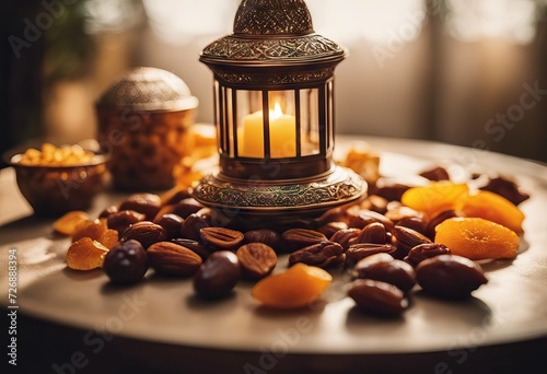 Dry Kareem Dates Ramadan Arabic Lantern Fruits photo