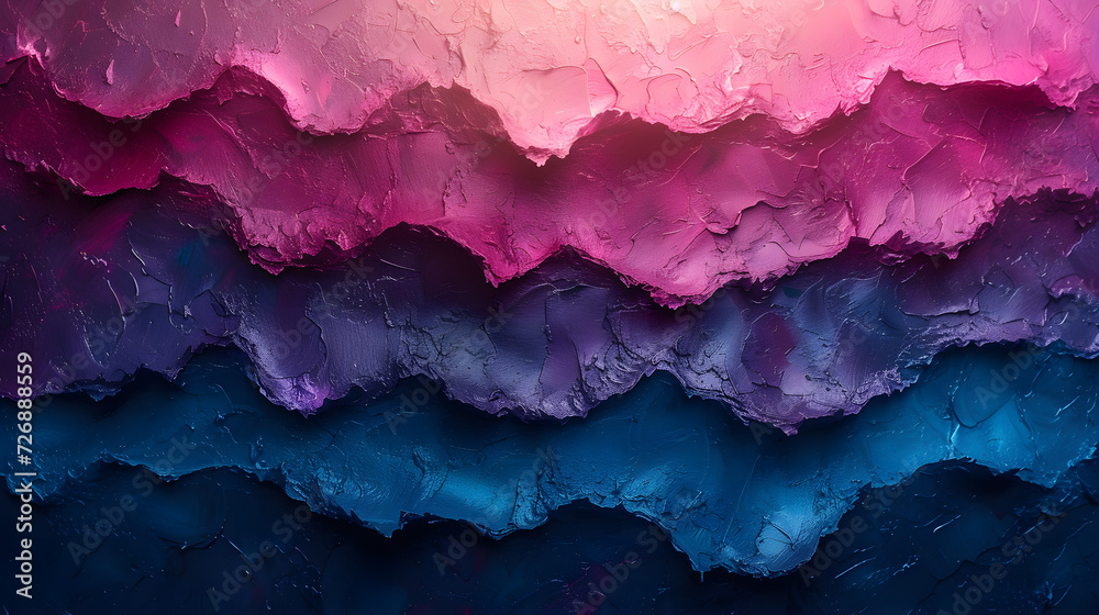Close-Up of Abstract Painting in Blue, Pink, and Purple
